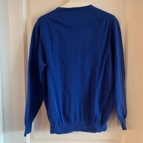 *Massimo Dutti Top V-Neck 100% Cotton Sweater Navy Blue XXL Long Sleeve Slim Fit - Picture 8 of 12